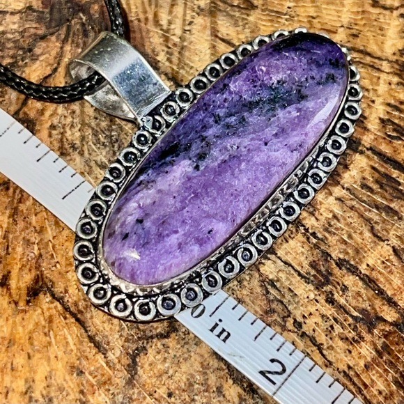 Russian Purple Charoite Pendant 1 1/2”x1 7/8” - Picture 12 of 13